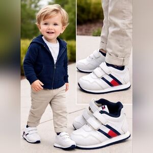 Tommy hilfiger Stylish White and Navy Kids Sneakers
